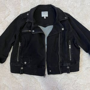 Torrid Black Cropped Jean MotoJacket - Size 1